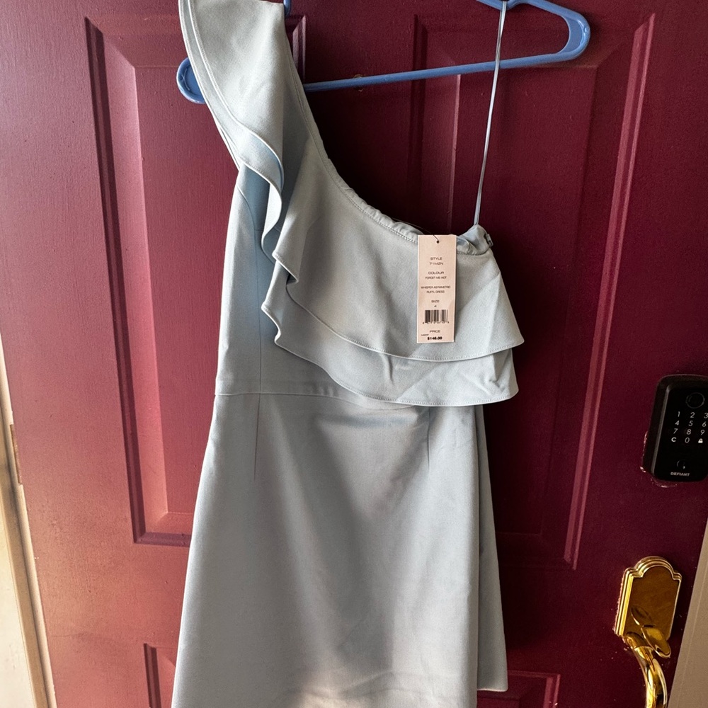 French Connection Light Blue One Shoulder Dress